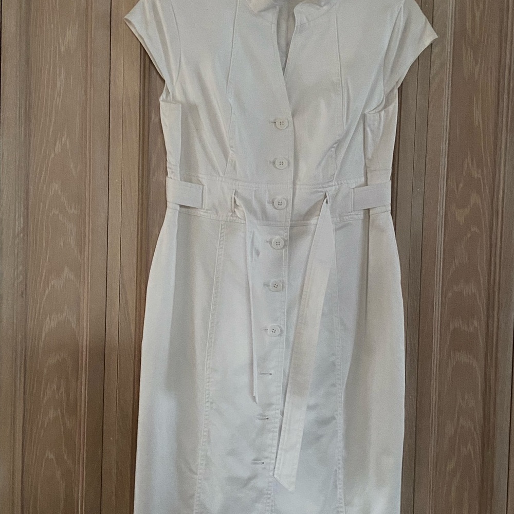 Calvin Klein White Belted Dress